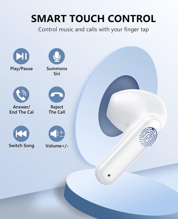 Ekte trådløse ørepropper, Bluetooth 5.2 in-ear-hodetelefoner, 32H spilletid