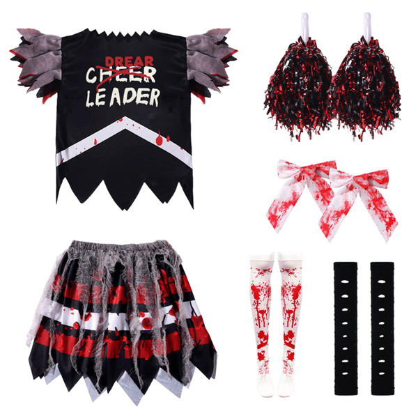 Dead Cheerleader-kostym för flickor, läskig blodig Halloween-dräkt för barn 150 cm 150cm