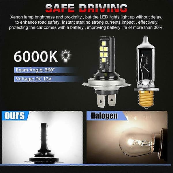 4X H7 LED-forlygter til nærlys, 60000LM, 6000K, 220W, kold hvid