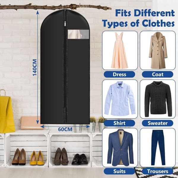 Waterproof Dustproof Garment Covers 60x140 cm, 6-pack with Zipper, Compatible with Shirts, Suits & Jackets for Storage