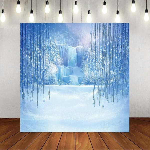 2,4x2,4m Frozen Winter Photography Background - Ice and Snow Theme Party Backdrop[LD]