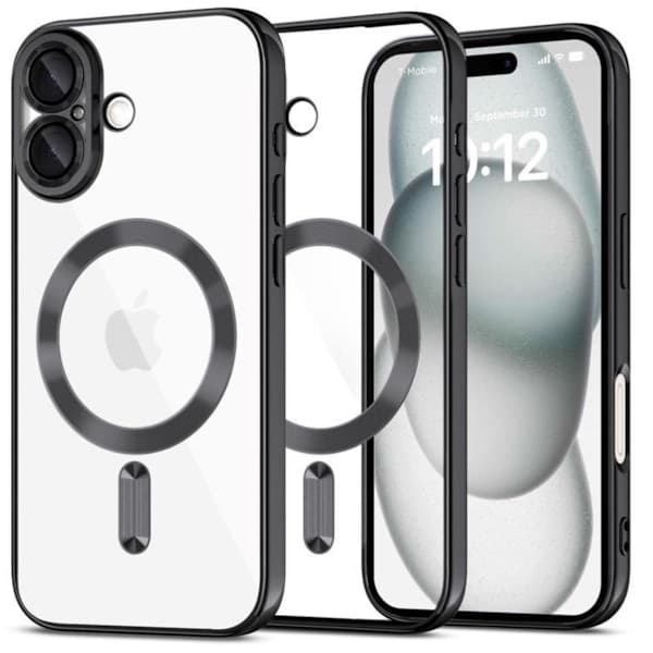iPhone 16 deksel MagSafe - Transparent / svart iPhone 16