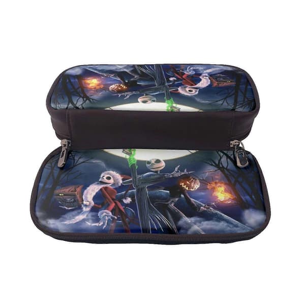 r324 The Nightmare Before Christmas Penalhus Elegant PU Læder Penalhus med Lynlås & Elastiske Stropper x324CJY