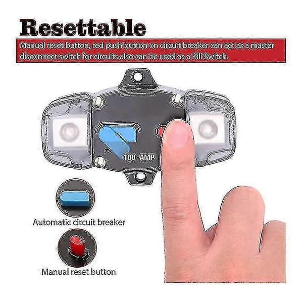 12-48v DC 100 Amp Circuit Breaker with Manual Reset