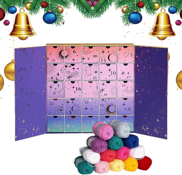 Garn Julkalender 2025 | 25-dagars virktillbehör, DIY garn-nedräkningskalender för vinterprojekt