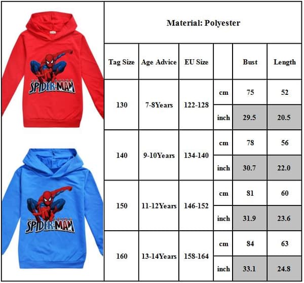 Spider-Man 3D-printet børnehættetrøje, langærmet trøje, blå blue 130cm blue 130cm