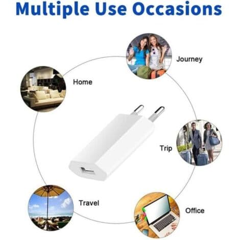 2-pak opladere til iPhone, USB hurtigopladningsstik Universal strømadapter til USB vægoplader kompatibel med iPhone Apple Samsung Pixel