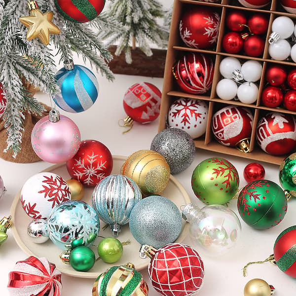 |NN| Christmas Tree Baubles 3-6cm 42pcs Decorations, Small Shatterproof Christmas Tree Baubles for Christmas Tree