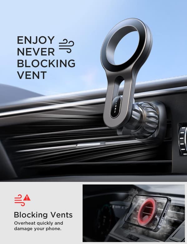 Magnetic MagSafe Car Vent Mount for iPhone 16 with Long Arm-FX-