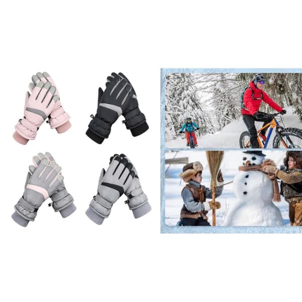 Vinter skihandsker til mænd kvinder, touchscreen sne skihandsker vandtætte varme vinterhandsker snowboard vinterhandsker grå pink Grå pink Gray pink