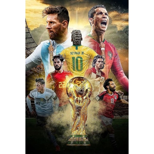 World Cup Soccer Star Poster, Messi Fotboll, Fotbollsspelare pussel 300/500/1000 bitar 300 Pieces