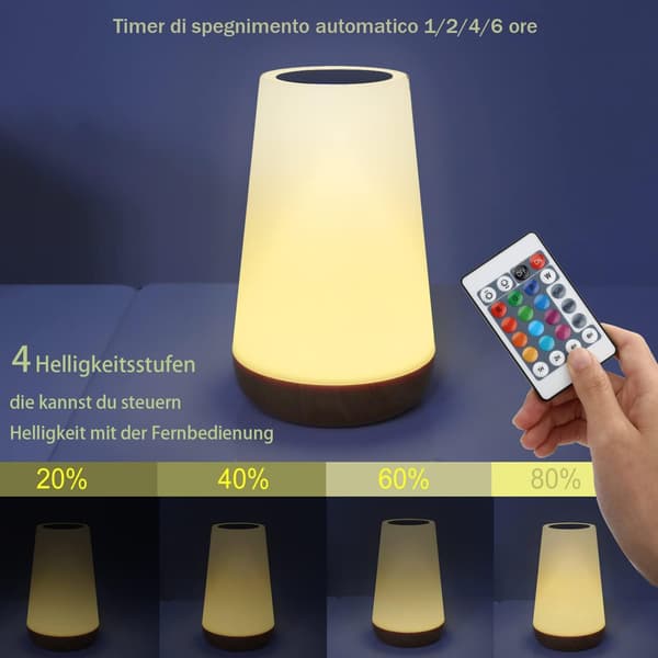 LED Night Light with Touch Control, USB Charging, Remote Control and Warm White Light + RGB Color Change