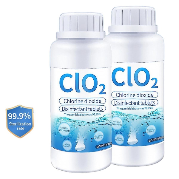 100-500 st Livsmedelsklassad klordioxid brustablett Clo2 antibakteriell desinfektion kemisk tablett -CL 3Bottle
