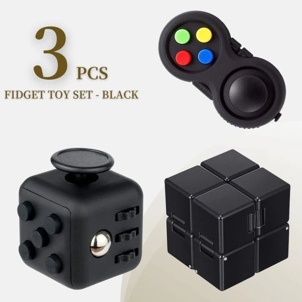 3-pack Fidget Toy Bundle för ultimat stresslindring, Infinity Cube och Controller - Perfekt kontorspresent för barn