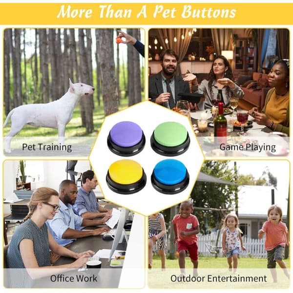 Recordable Dog Buttons 4-Pack 30s Recording Training Buzzer