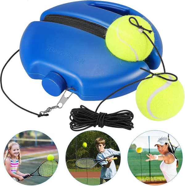 Tennis Training Set, Tennis Training Equipment Base with String and 3 Rebound Balls for Solo Practice