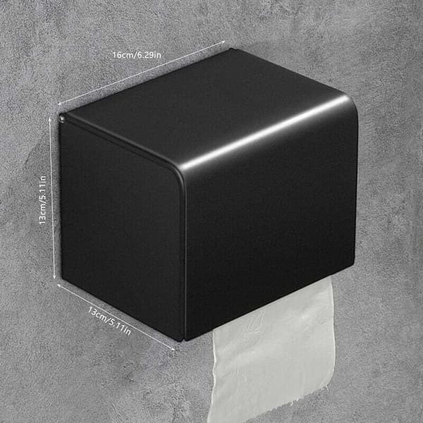 Vægmonteret toiletpapirholder og vandtæt papirkasse, SUS304 rustfrit stål, mat sort