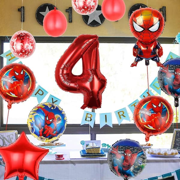 11 kpl Spidey syntymäpäiväilmapalloja supersankari sarjakuva folioilmapallokimppu punainen