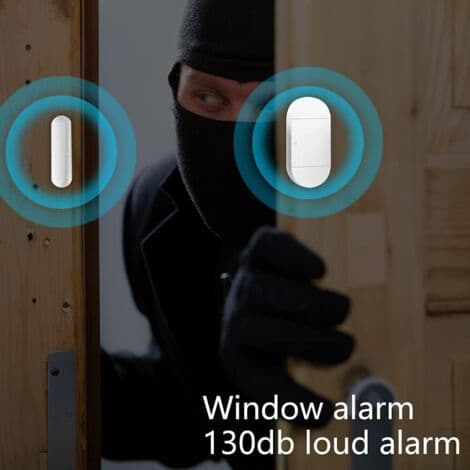 130 dB Wireless Door/Window Sensor – Door and Window Alarm with Remote Control – Easy Installation with Tape