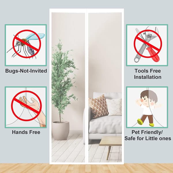 Magnetic screen for doors and windows - Screen - with tension straps - with magnetic curtain