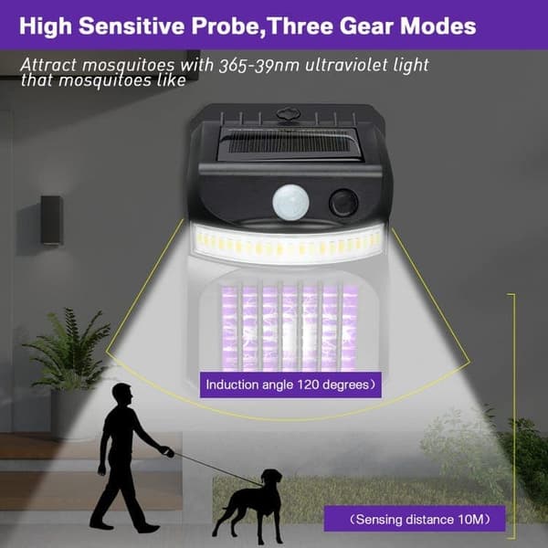 8-pack 3-in-1 Solar Powered Insect Lamp, UV Killer, LED Motion Sensor & Mosquito Trap_OF 4 pcs 4 st