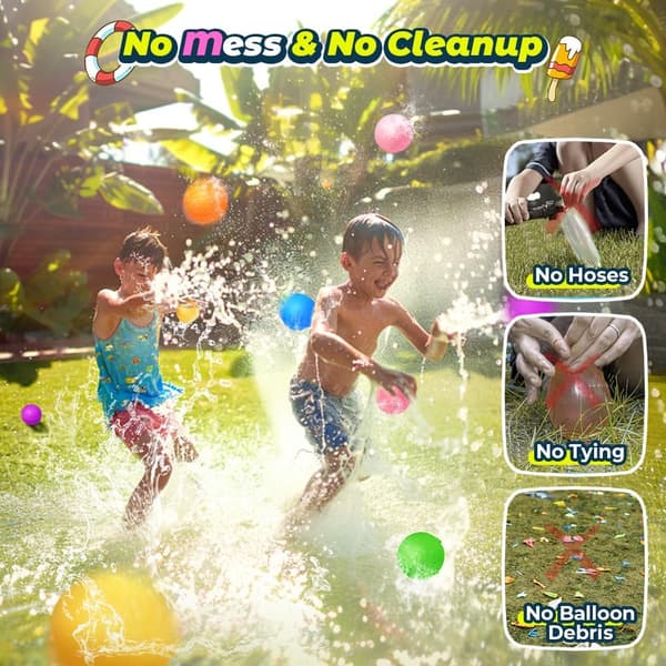 Reusable soft silicone water balloons for kids, 6-pack