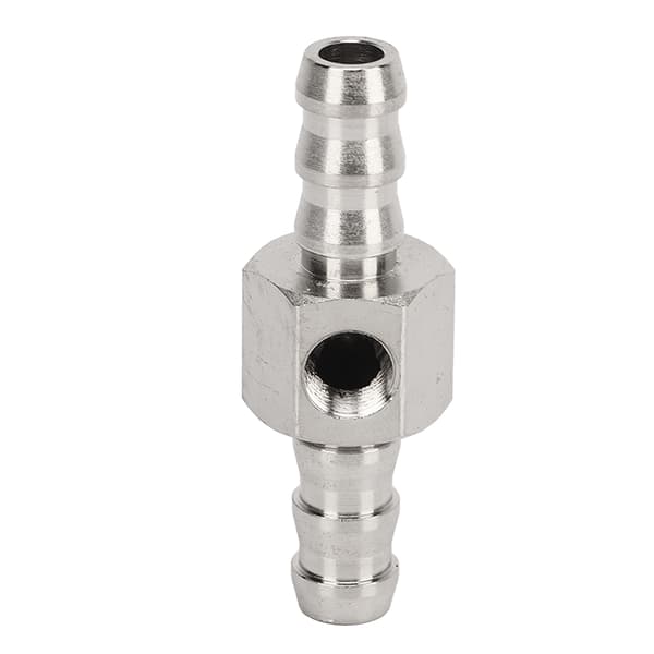 T-formet adapter 304 rustfrit stål gummi højtydende til brændstoftrykmåler eller sensor 3/8 tommer pasform med 9,5 mm ID