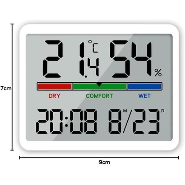 4,5\" LCD Batteridriven Digital Väckarklocka med Temperatur, Luftfuktighet, Datum och Alarm