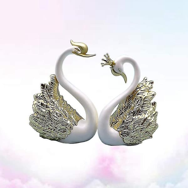 2 stk svane ornamenter figurer, bryllup juledekorasjon A