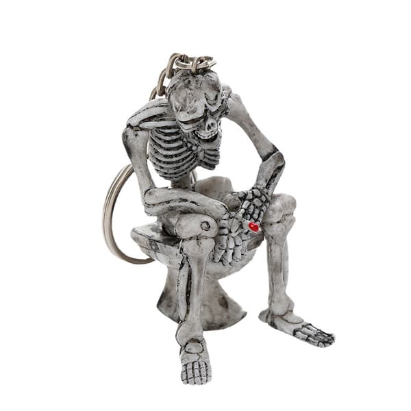 Dødningehoved Nøglering Vedhæng Halloween Siddende WC Spøgelse Nøglering Spøgelse