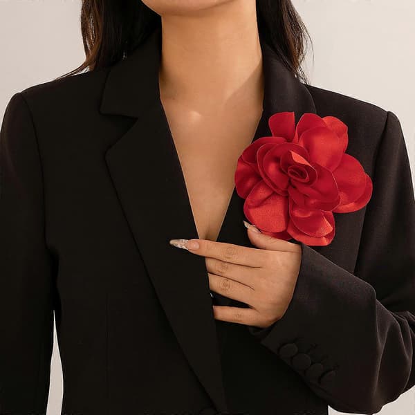 Håndlavet stofblomst reversnål broche charm elegant pynt blå Blue