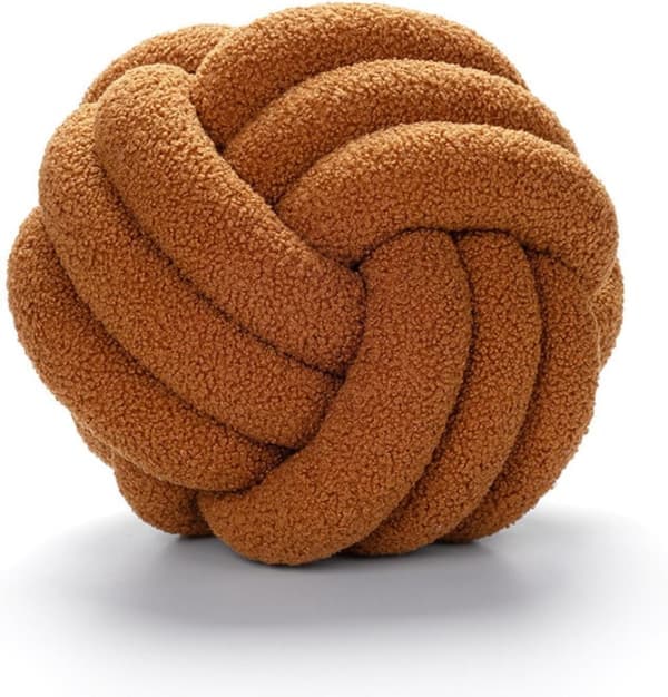 22 cm Knot Pillow - Teddy Fabric Caramel Pillow