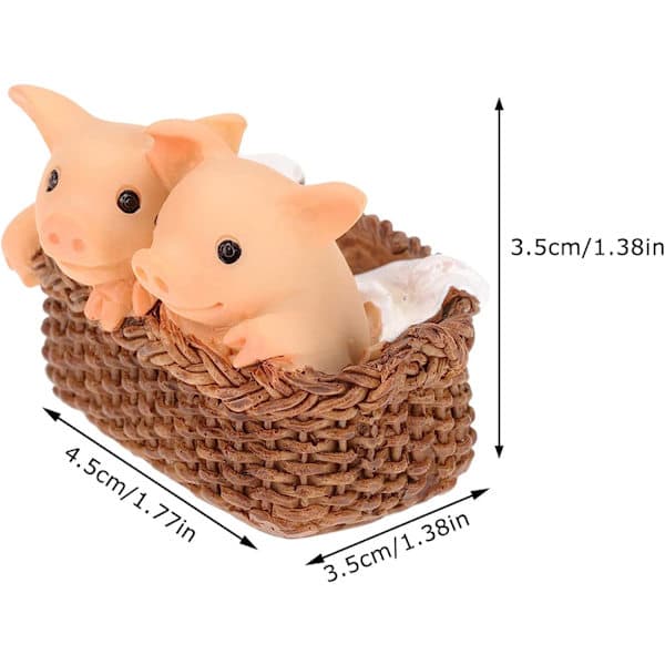 Creative Cute Pig Simulation Cartoon Animal Model Decoration (Small Pig in Basket)