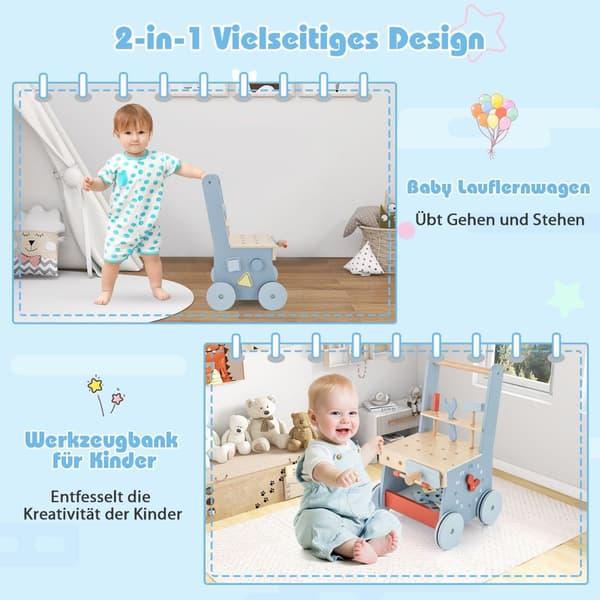 2-i-1 Baby Walker & Aktivitetscenter med opbevaring