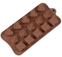 Pralineform Hjerter Blomster Gaver 15 Praliner Silikonform multifärg multicolor