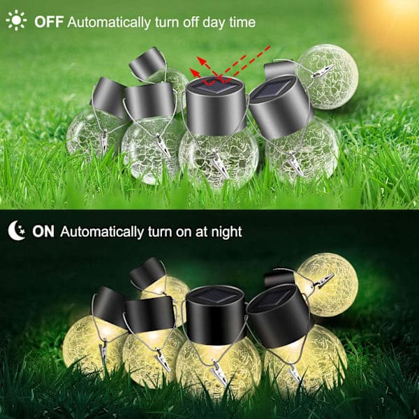 Solar Globe Lights 8-pack, Waterproof Solar Lantern with Handle and Clip, Glass Solar Lights for Garden Yard Warm White8 Warm White8 Warm White8