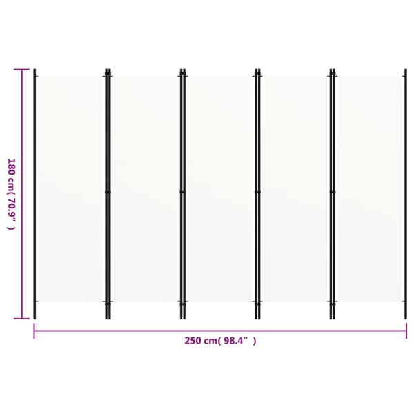 vidaXL Room Divider 5-Panel White 250x180 cm Vit white