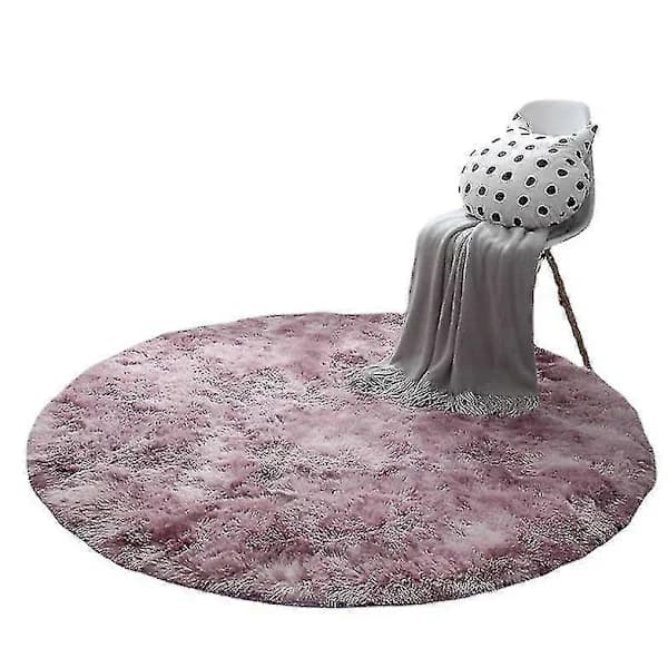 Baderomsmatte Sklisikker Absorberende Dusj Baderomsmatte Rund Langhåret Rosa 80cm diameter