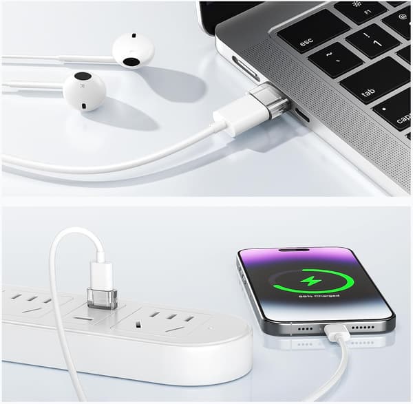 USB till USB-C-adapter 4-pack, transparent Typ-C-hona till A-hane billaddarkonverterare för iPhone 16