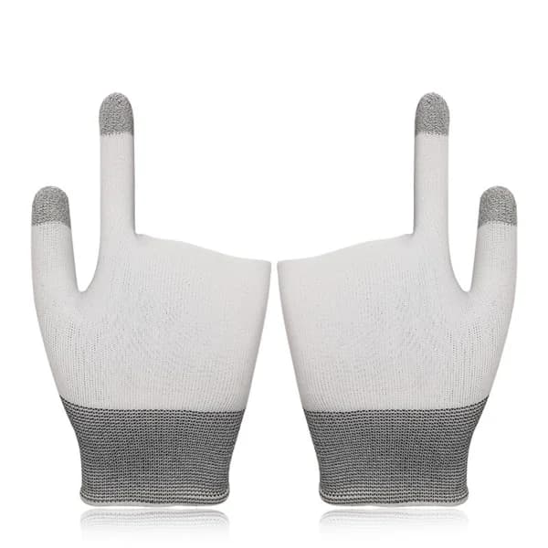 Mobile Gaming Controller Finger Sleeves Seamless Thumb Grips Sweatproof Two-Finger Touchscreen Mobile Gaming Gloves White