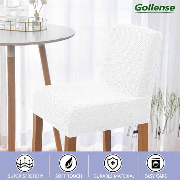 Washable Chair Covers 4-Piece Set with Backrest Removable White for Home Dining Bar Stool Compatible with Kitchen Bars Hotels