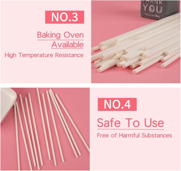 100-pak (hvid) pinde til slikkepinde og cake pops, papirpinde
