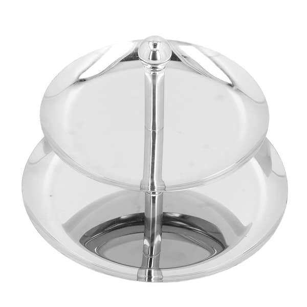 Frugtskål Rustfrit Stål 2 Lag Multifunktionel Holdbar Selvbetjenings Cupcake Stativ til Hjem Hotel