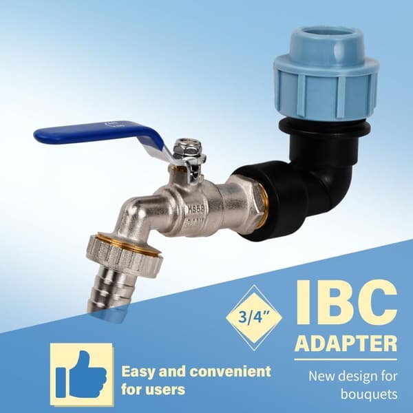 Tilkoblingssett 2 x 1000L IBC-tanker S60X6 / IBC-adapter med 3/4\" svanehals