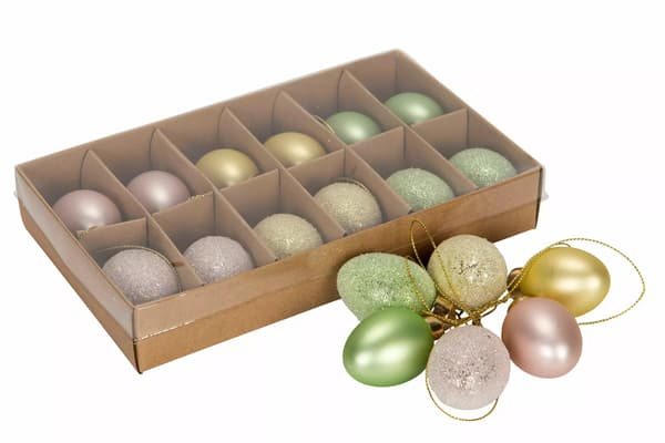 Egg/Heng Glass Mix Pastell 12-pakning Påskeegg multifärg multicolor