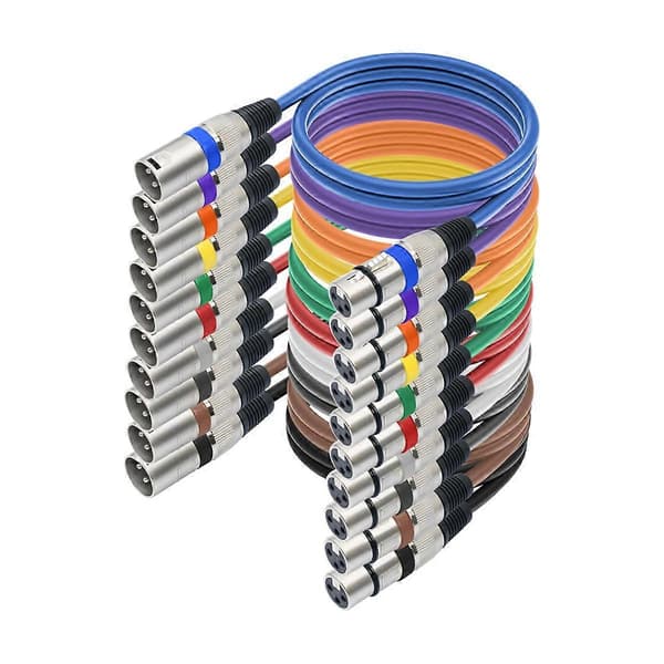 10-pak 3ft 3-bens XLR han til hun XLR mikrofonkabel