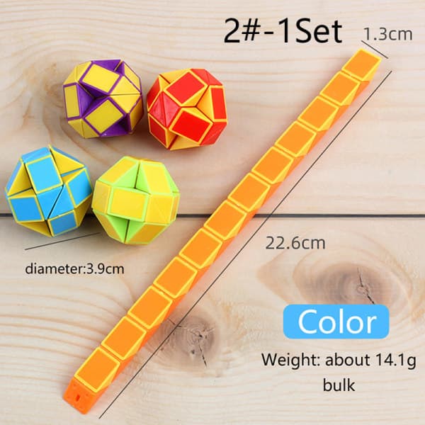 1:a 3D magisk kub pedagogisk magisk orm linjal Rubic kub orange 2# Orange 2#【pl】