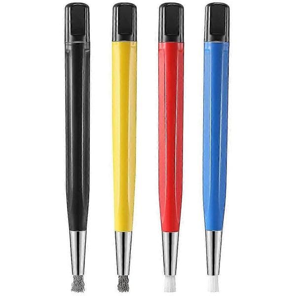 4 stk. Rustfjernelsesbørste Penneform Glasfiber Messing Stål Nylon Urdele Polering