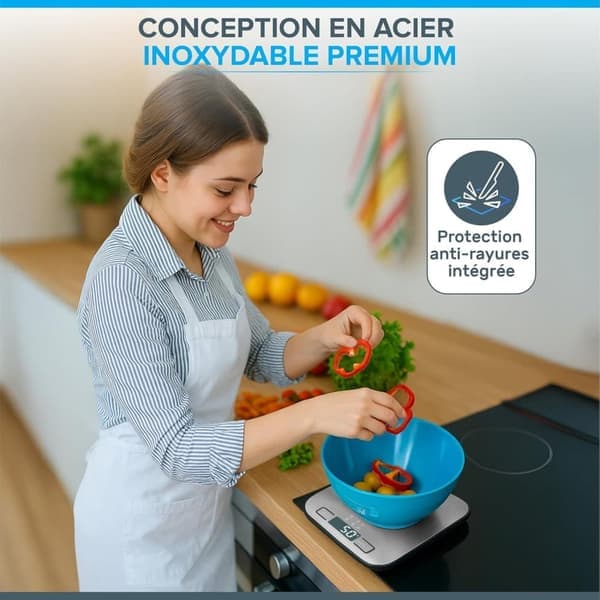 Kitchen Scale, Pocket Scale, Stainless Steel, 1g-5kg, Tare Function and LCD Display – Scale for Food and Coffee