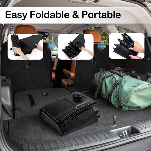 Bærbar sammenklappelig udendørs brusebund campingbadekar PVC 104x104x13cm sort